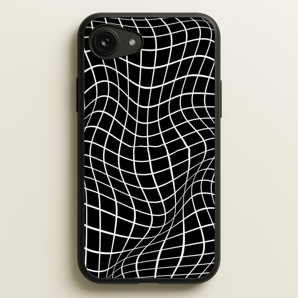 Black Wavy Grid Pattern Phone Case