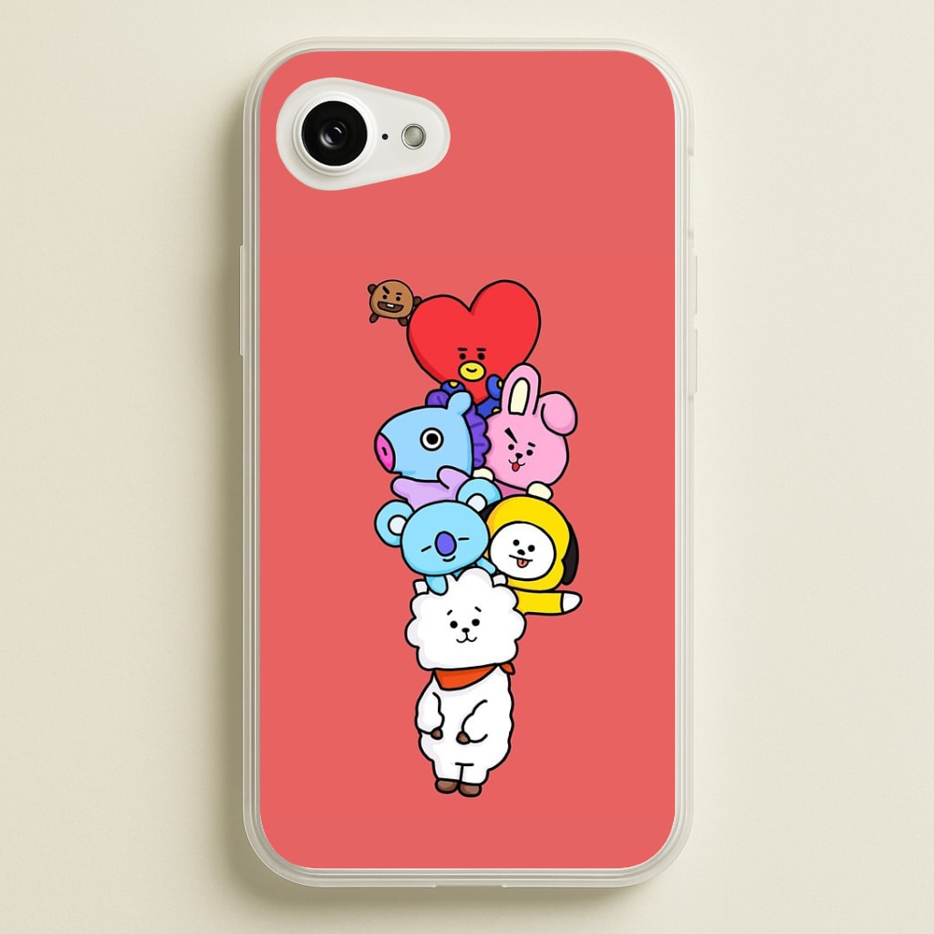 Red BT21 - RJ, Mang, Koya, Chimmy, Cooky, Shooky, Tata - K Pop Phone Case