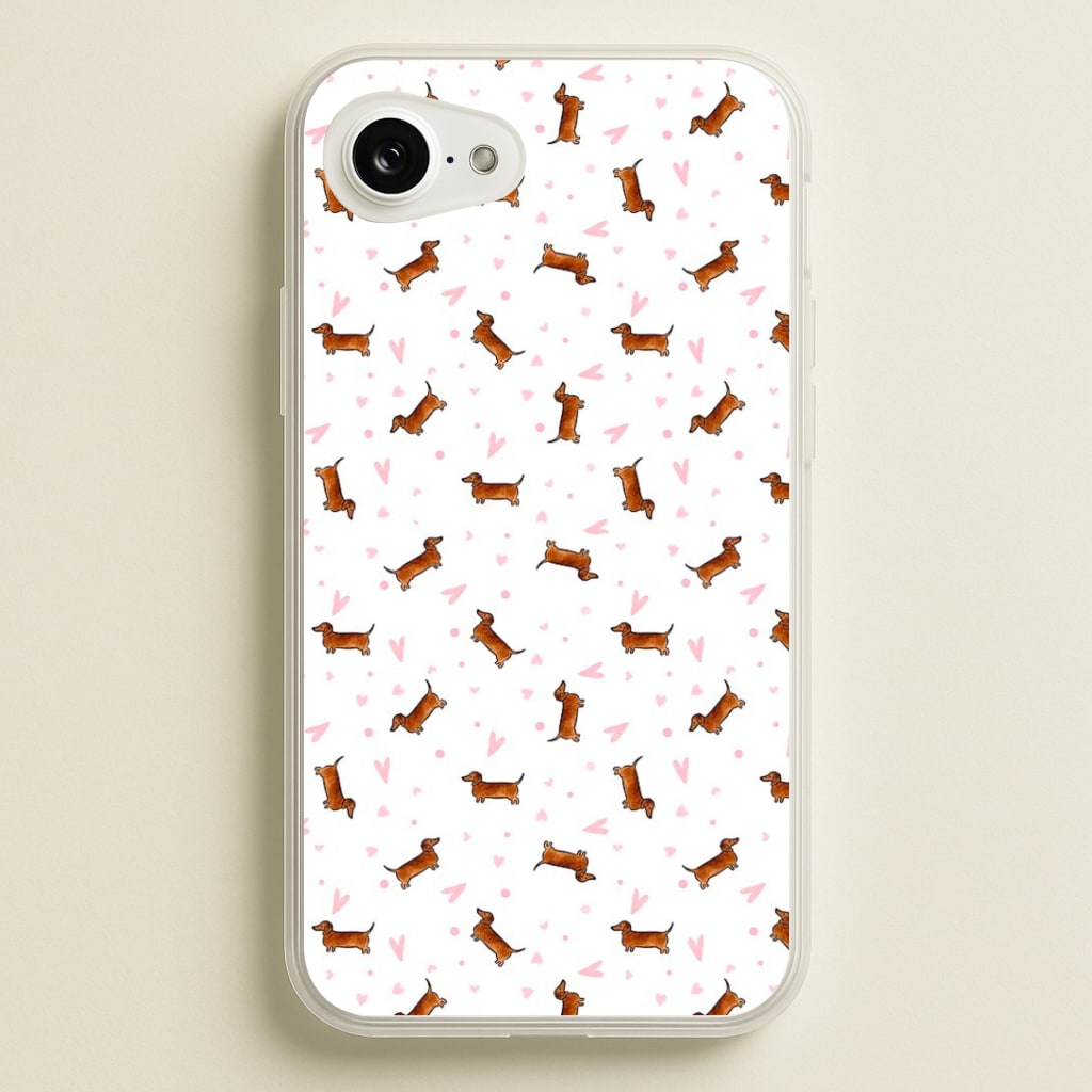 Dachshund Pattern - White Phone Case