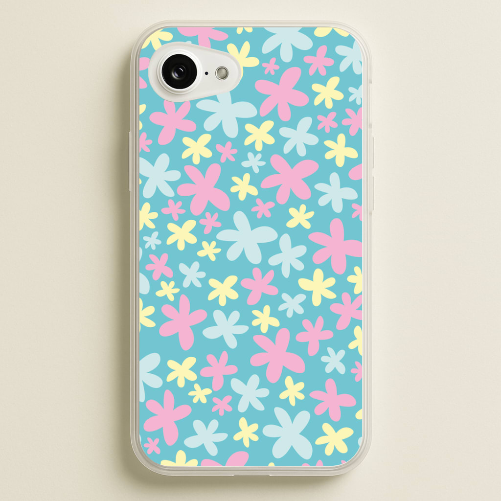Blue, Pink And Yellow Flowers - Spring Patterns Phone Case