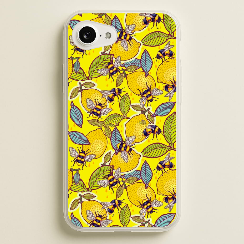 Yellow Lemon and Bee Phone Case
