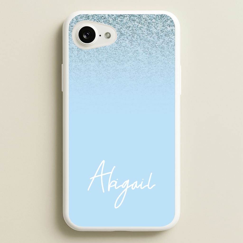 Blue Glitter Personalised Name Phone Case