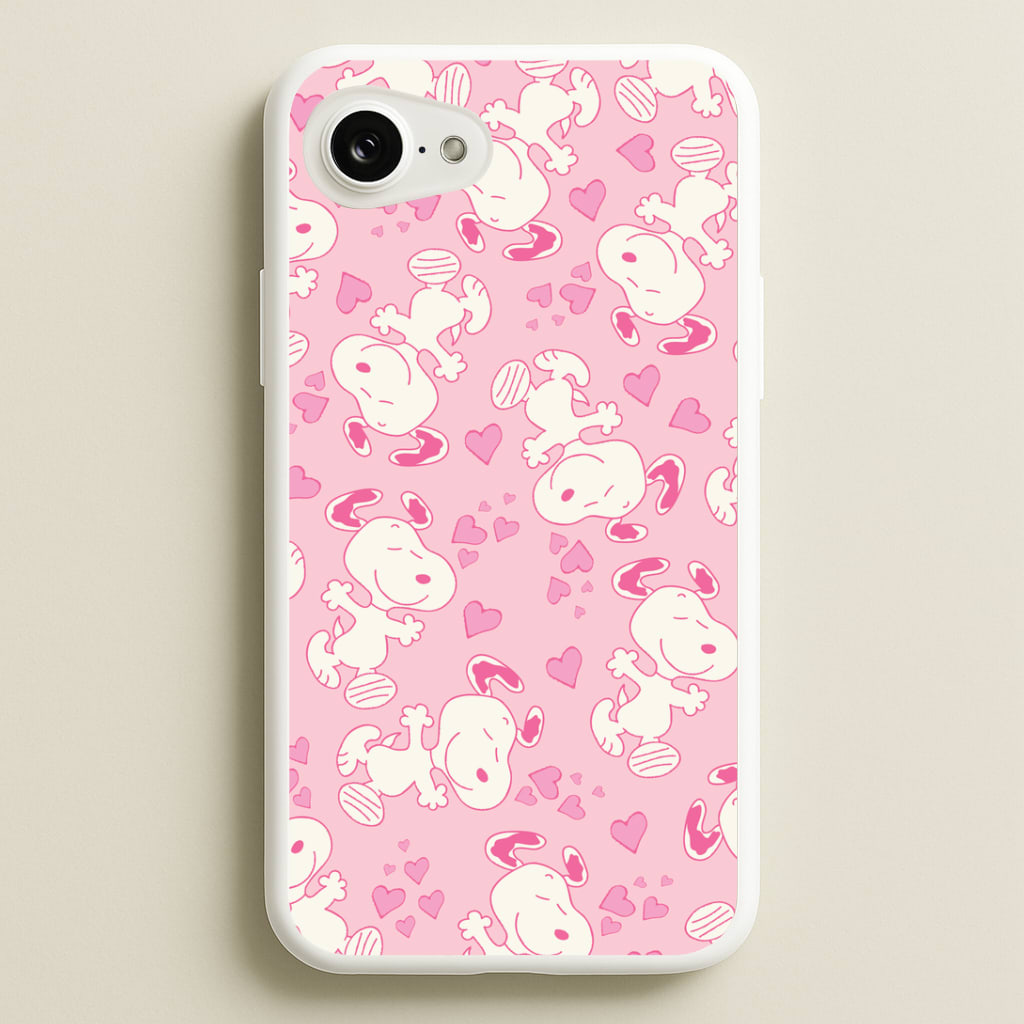 Cartoon Beagle Valentine Hearts Pattern Phone Case