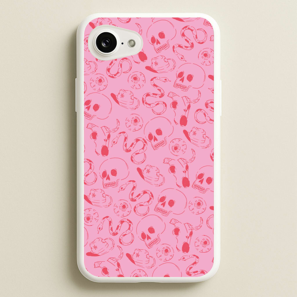 Pink Snakes And Skulls - Western Phone Case