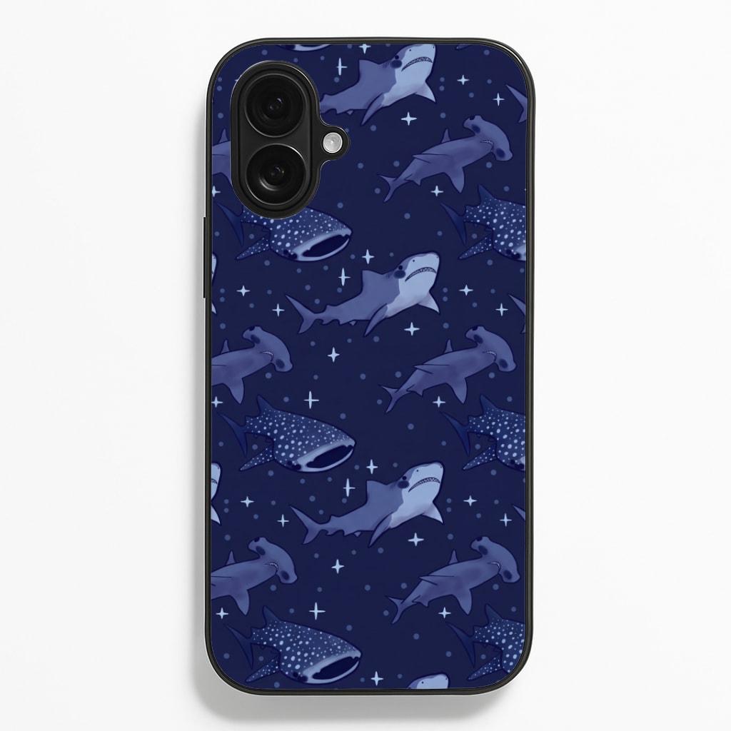Navy Shark Pattern Phone Case