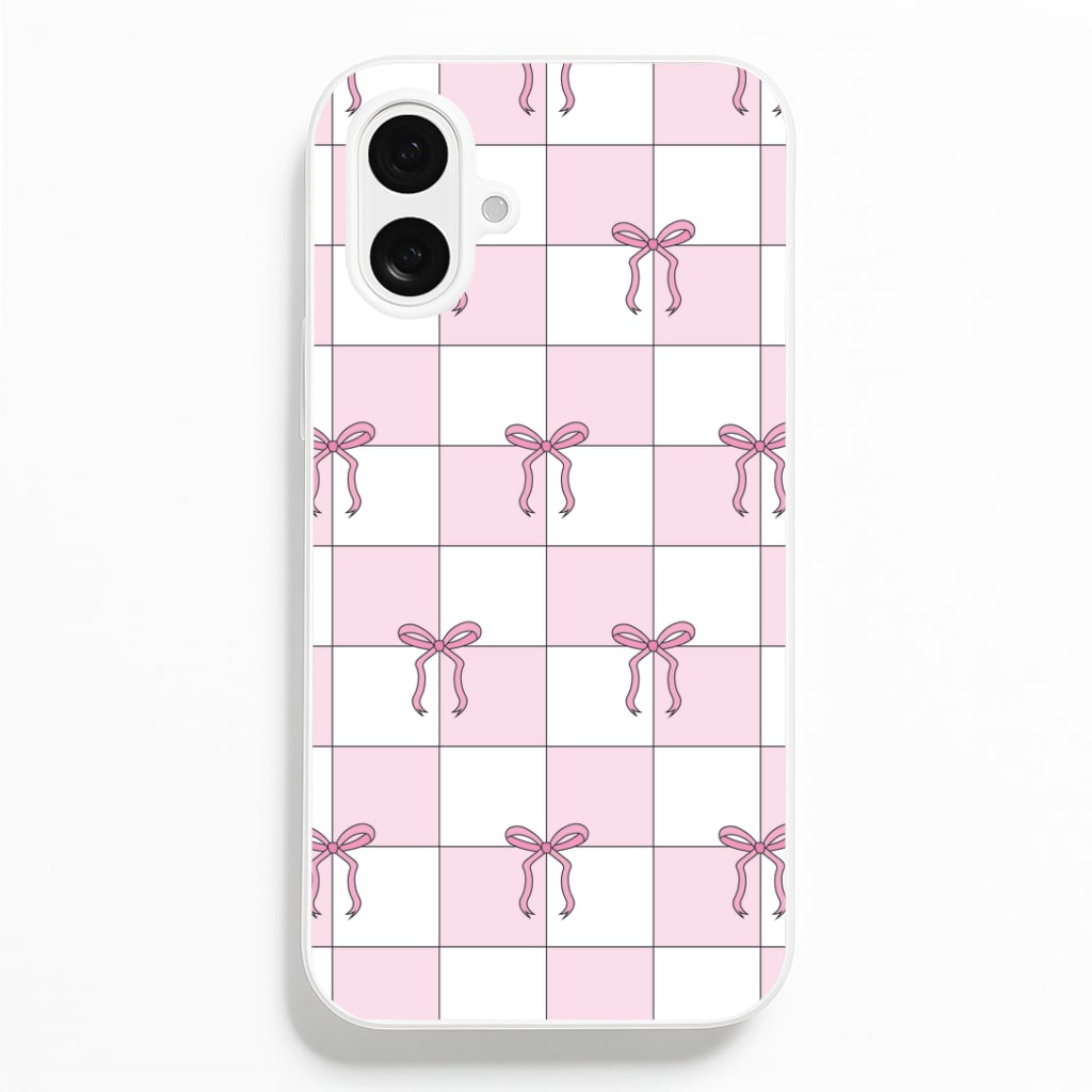 Checkered Pink Coquette Bows Phone Case