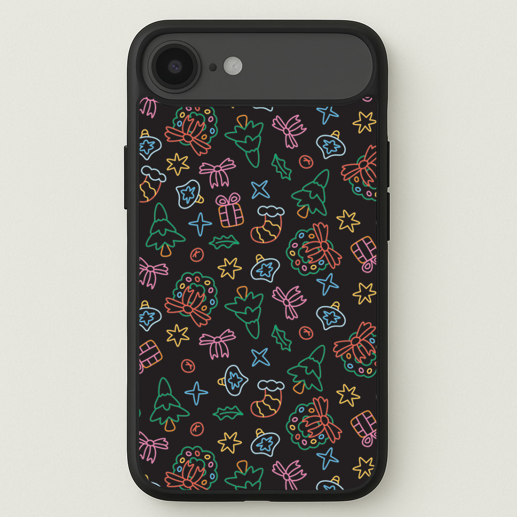 Neon Christmas Icons Pattern I Phone Case