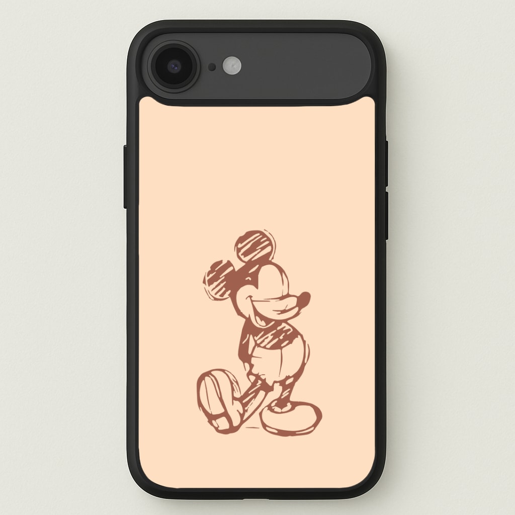 Sketched Mouse Outline Beige Phone Case