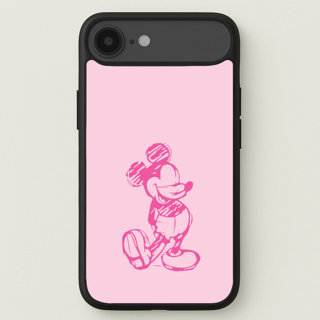 Sketched Mouse Outline Pink Phone Case