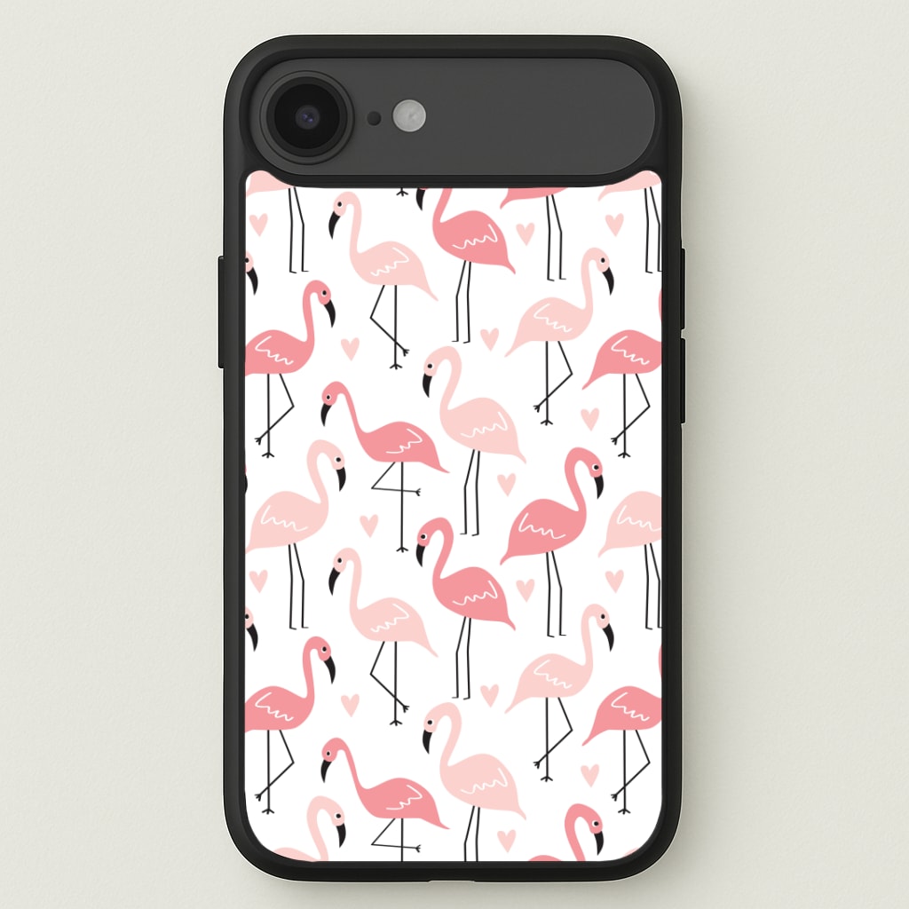 White & Pink Flamingo Pattern Phone Case