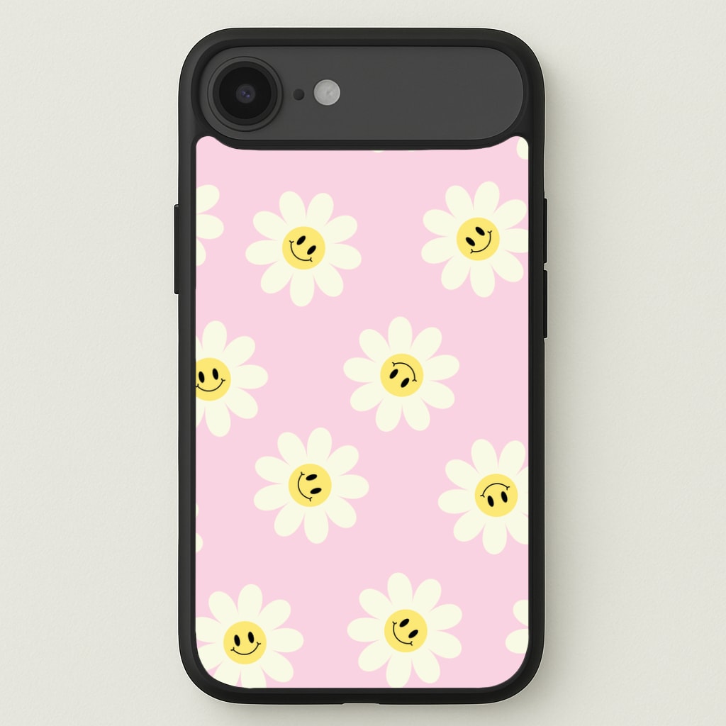 Pastel Pink Smiley Daisies Pattern Phone Case
