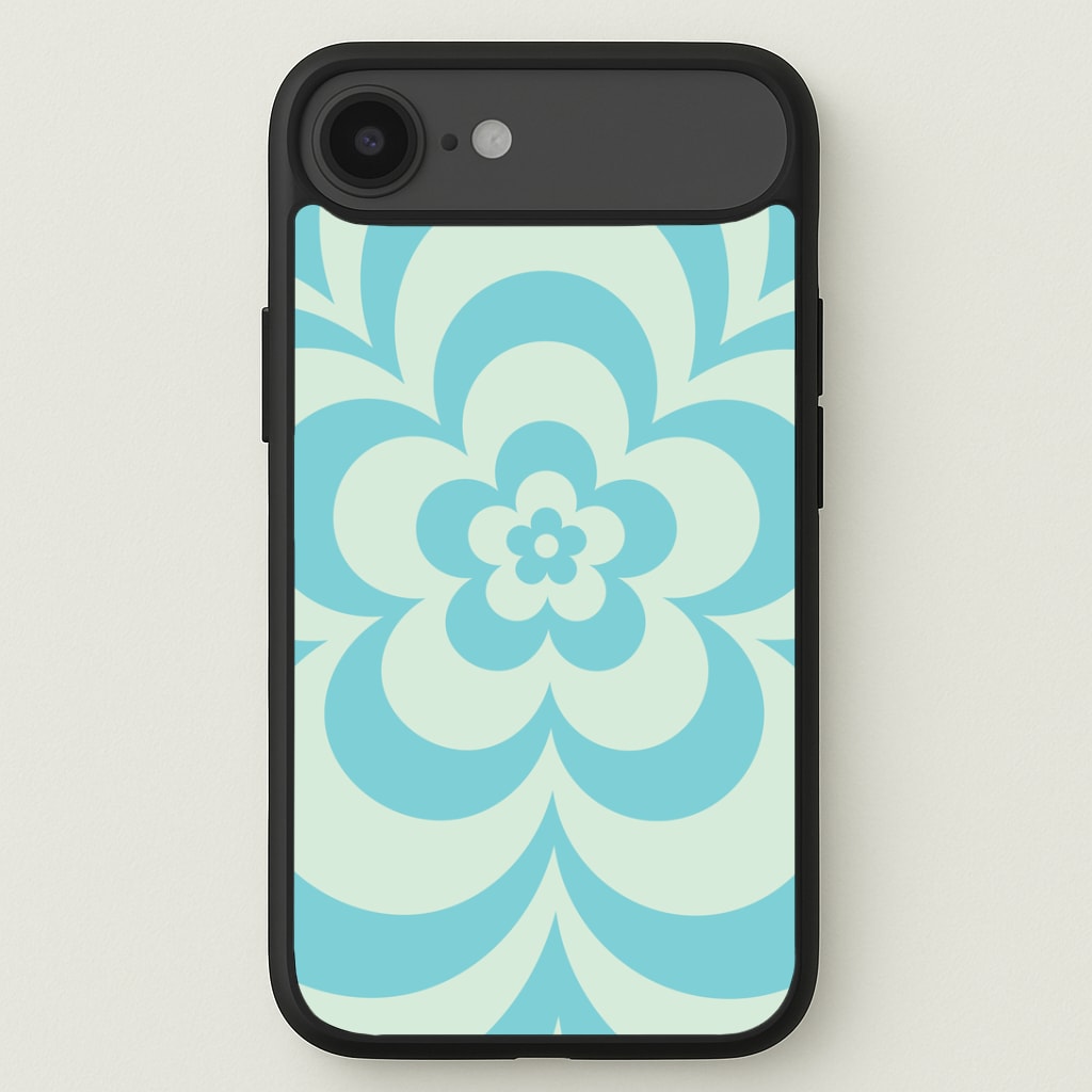 Teal Abstract Flower Pattern Phone Case
