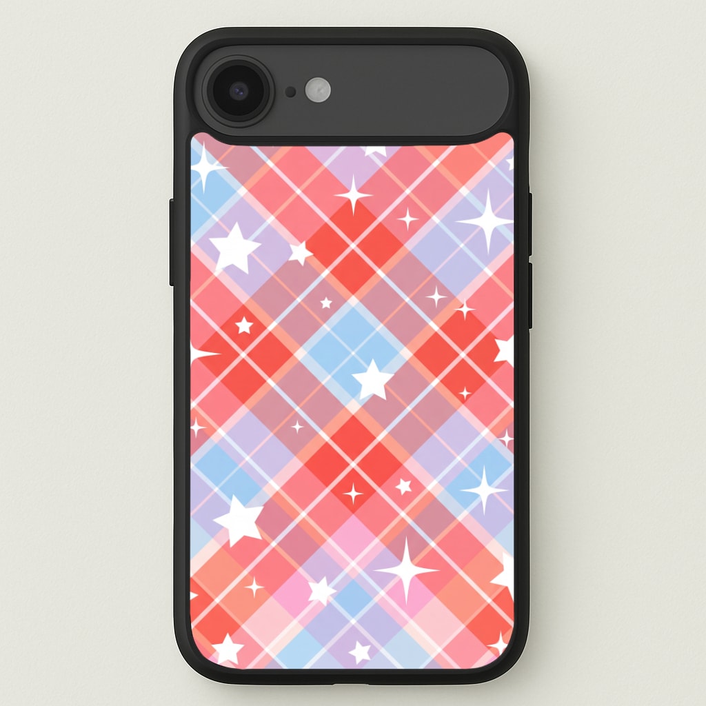 Coral Plaid Starfall Phone Case