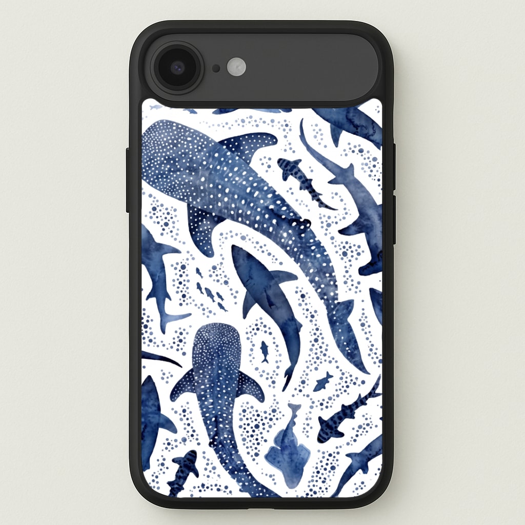 Indigo Watercolour Sharks Phone Case