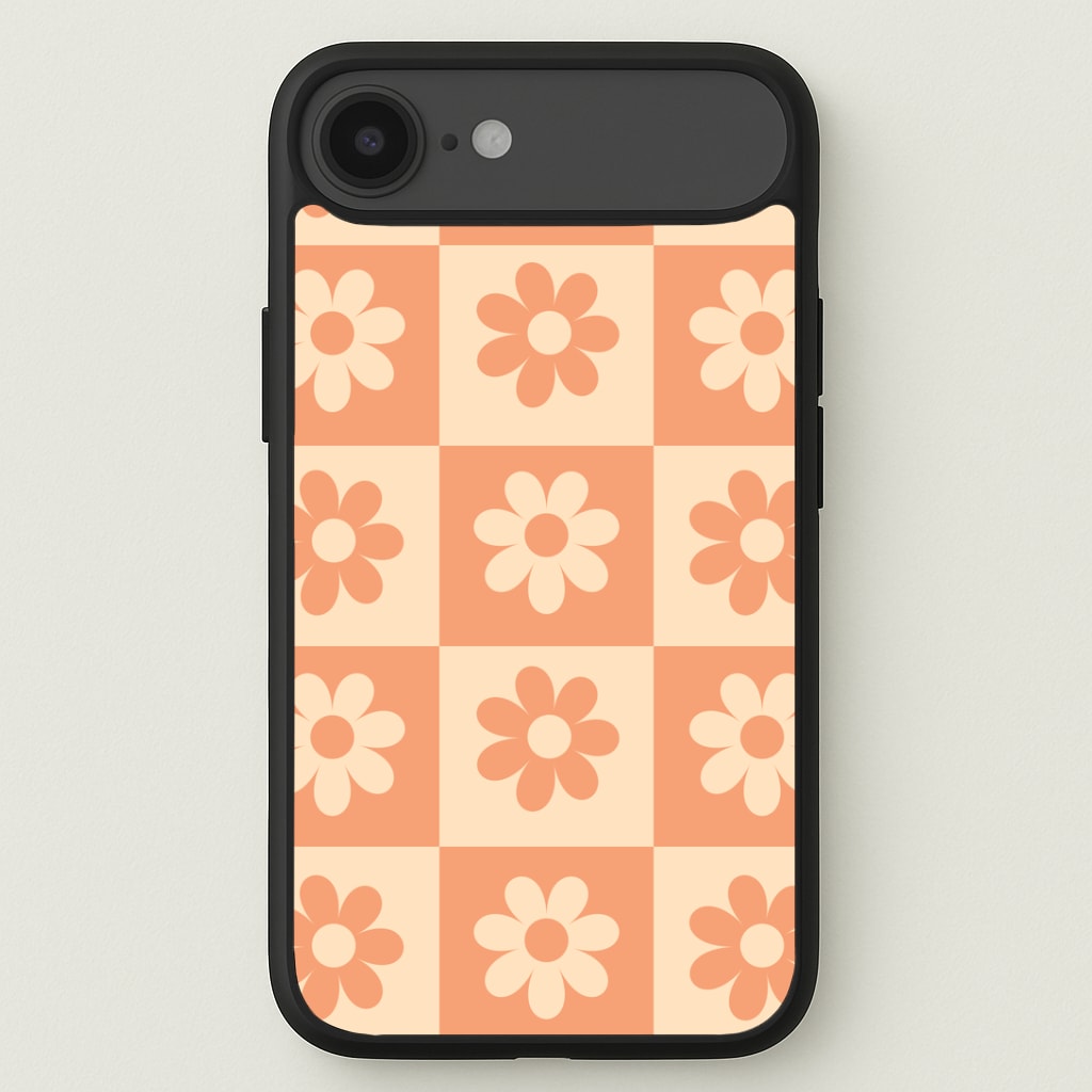 Checkered Flowers Orange Phone Case