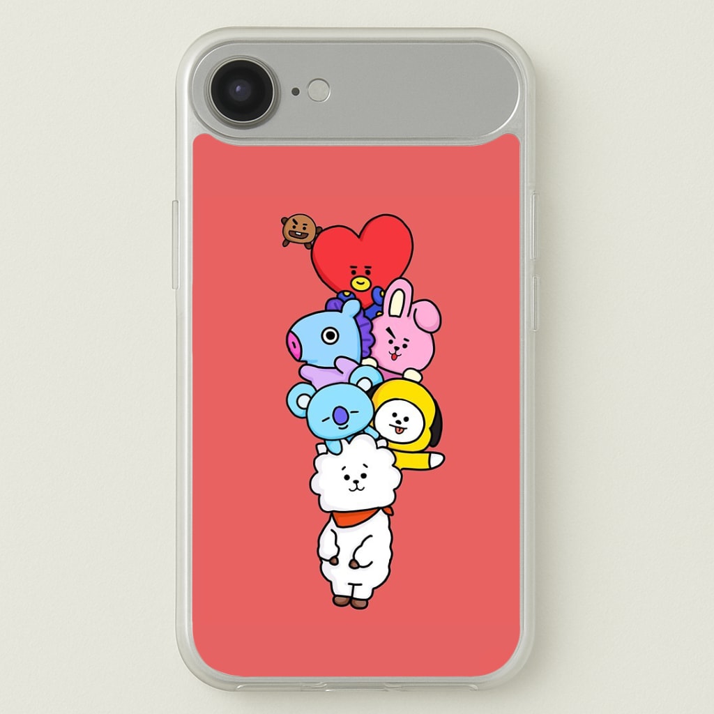 Red BT21 - RJ, Mang, Koya, Chimmy, Cooky, Shooky, Tata - K Pop Phone Case