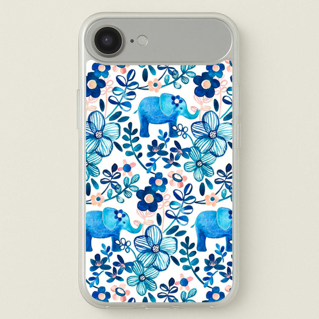 Elephant and Floral Pattern Phone Case