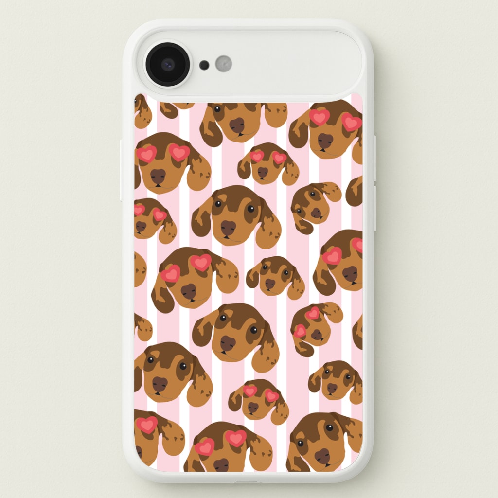 Stripes And Dachshunds Pattern Phone Case