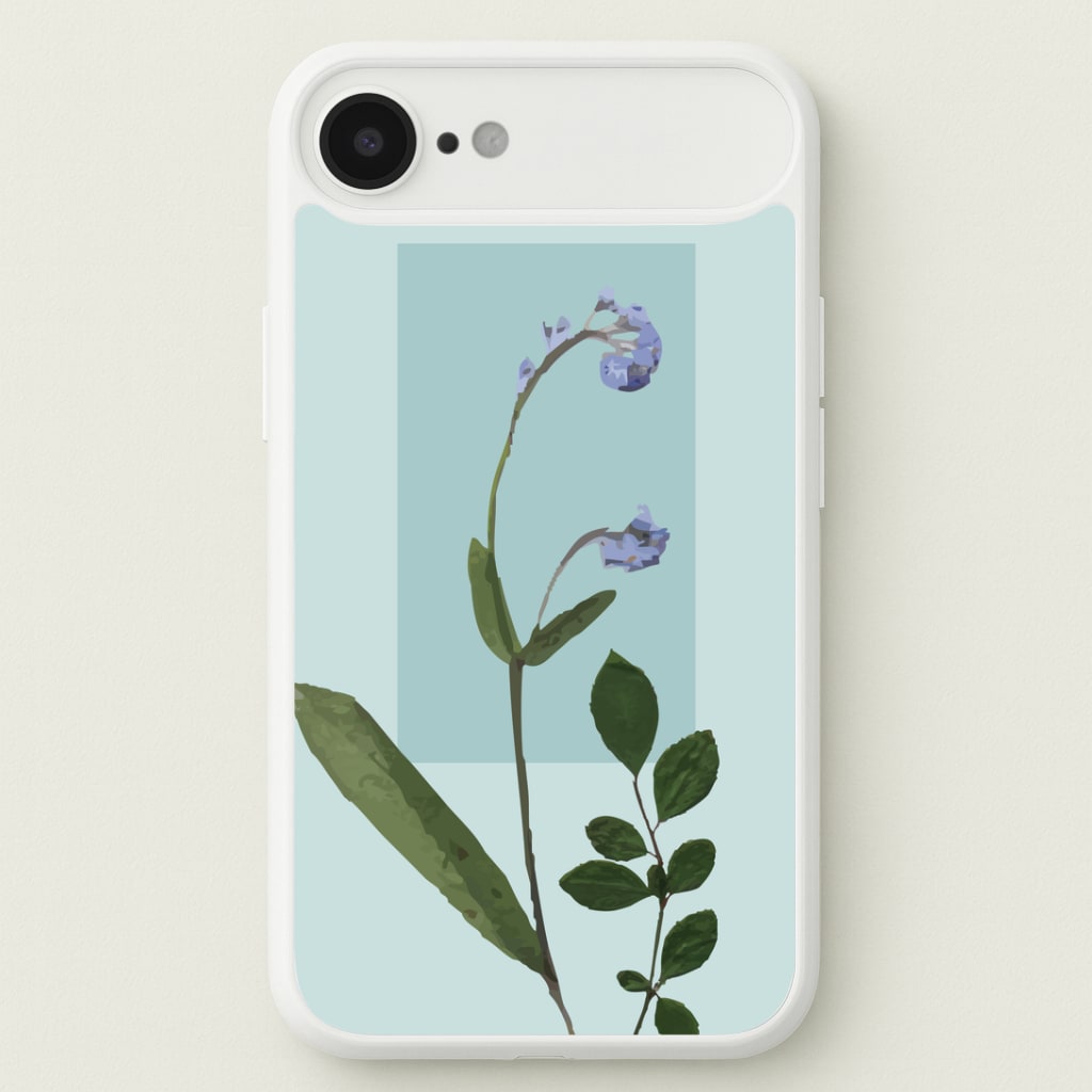 Abstract Blue Pressed Flower Phone Case