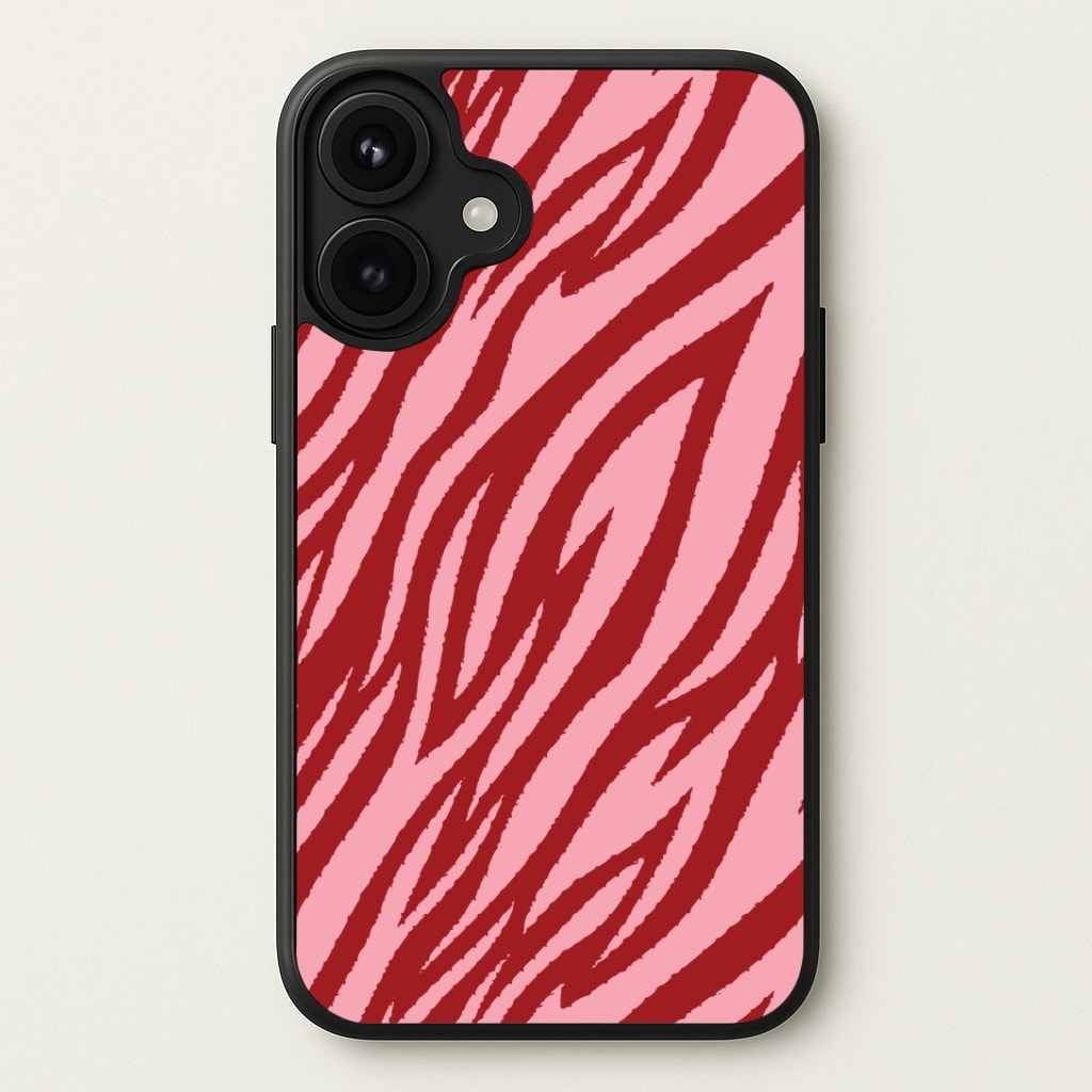 Red And Pink Tiger Print Phone Case