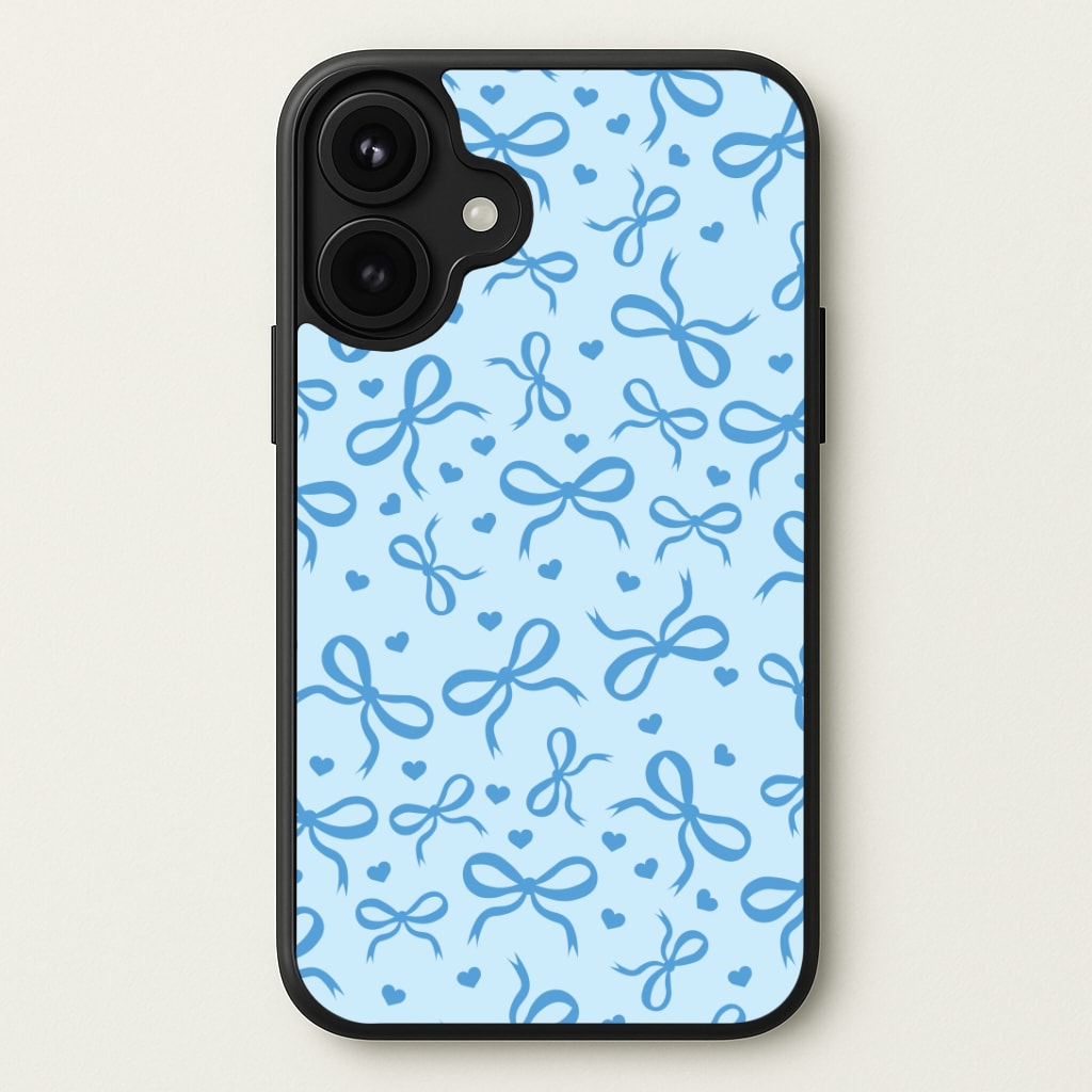 Coquette Bows And Hearts Navy Blue Phone Case