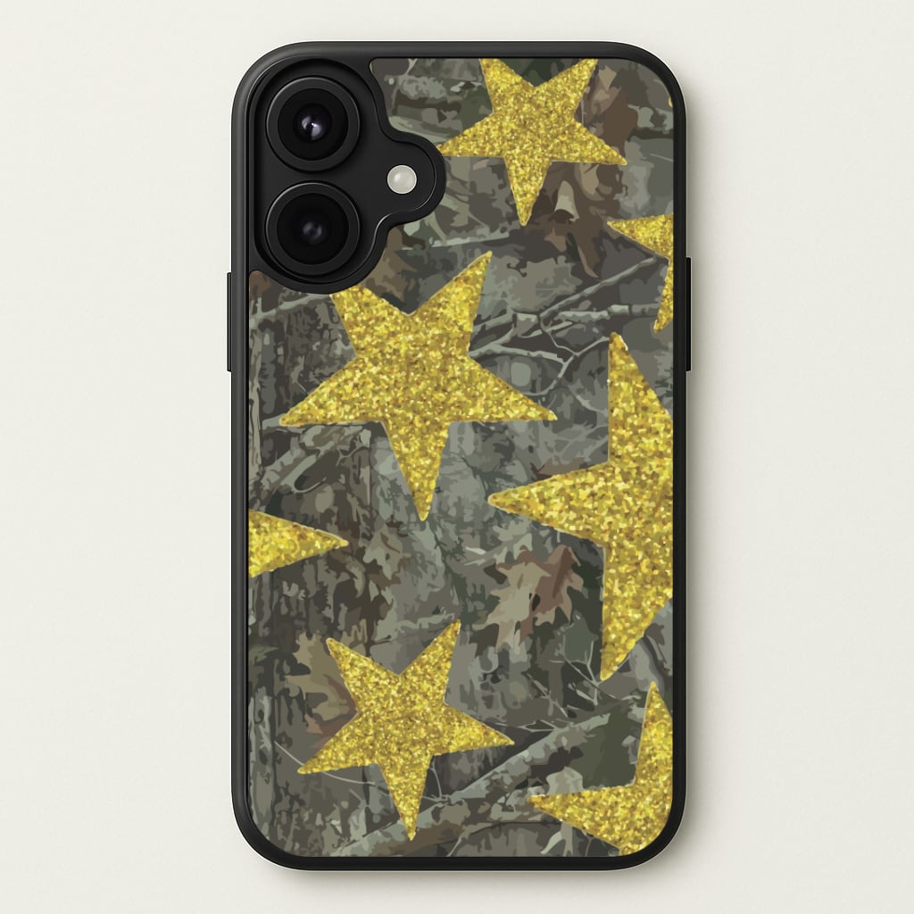 Camo And Glitter Stars Pattern Phone Case