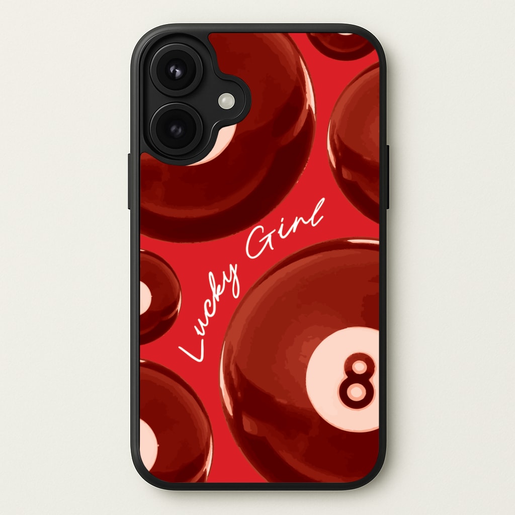 8-Ball Lucky Girl Pattern Phone Case