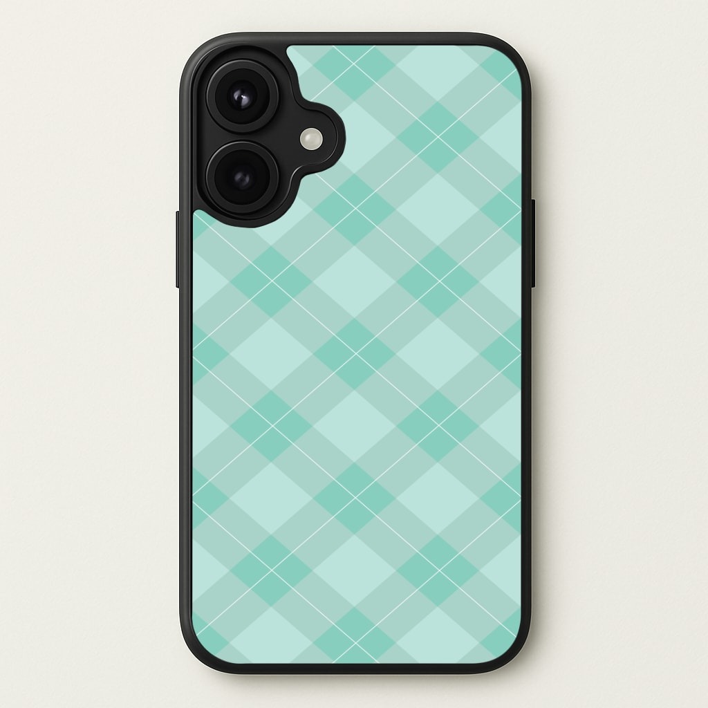 Light Cyan Tartan Christmas Pattern Phone Case