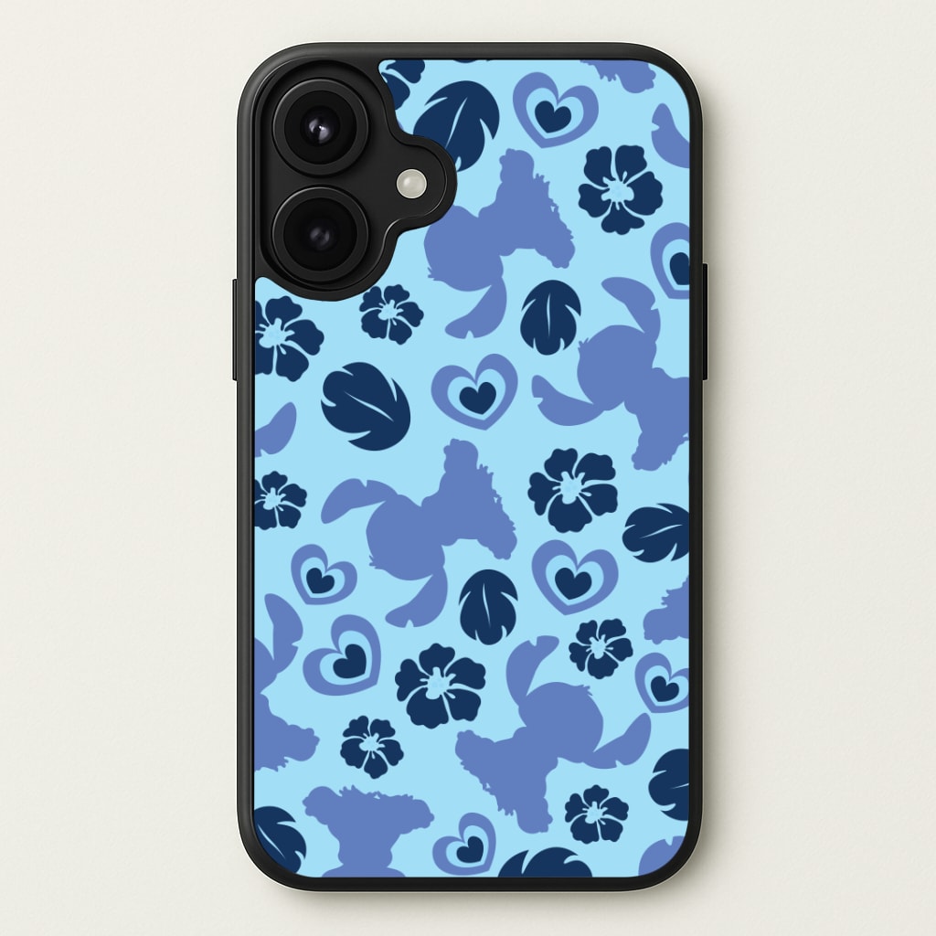 Blue Alien Silhouette Pattern Phone Case