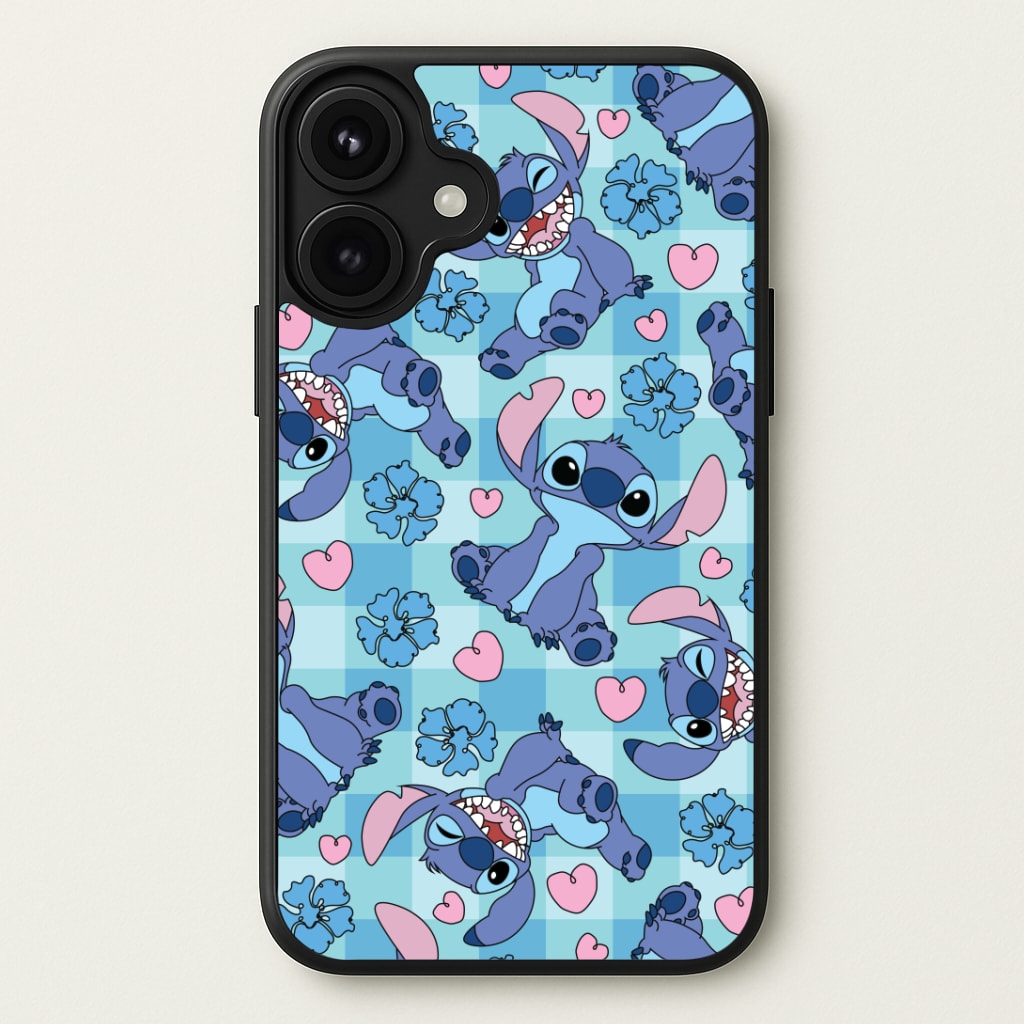 Blue Alien And Hearts Pattern Phone Case
