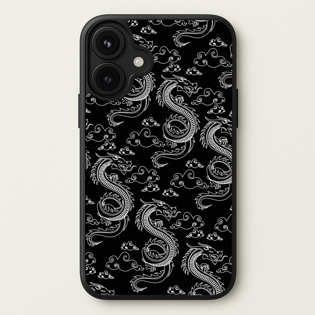 Black And White Dragon Pattern Phone Case