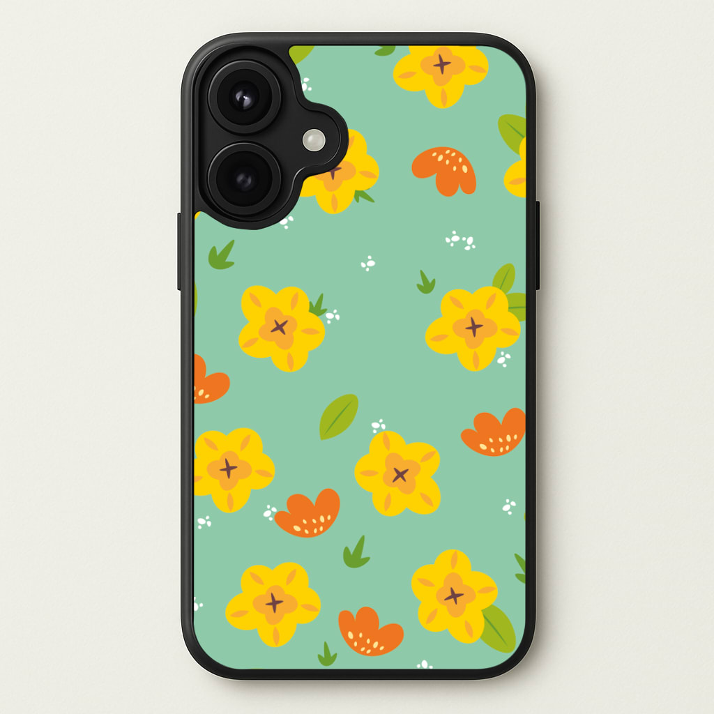 Yellow And Orange Pattern - Floral Phone Case