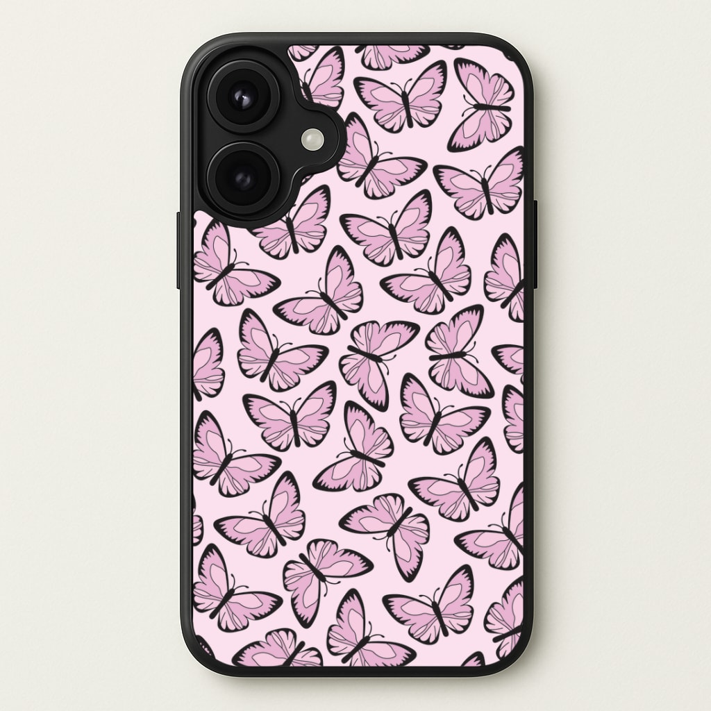 Pink And Black Butterfly - Butterfly Patterns Phone Case