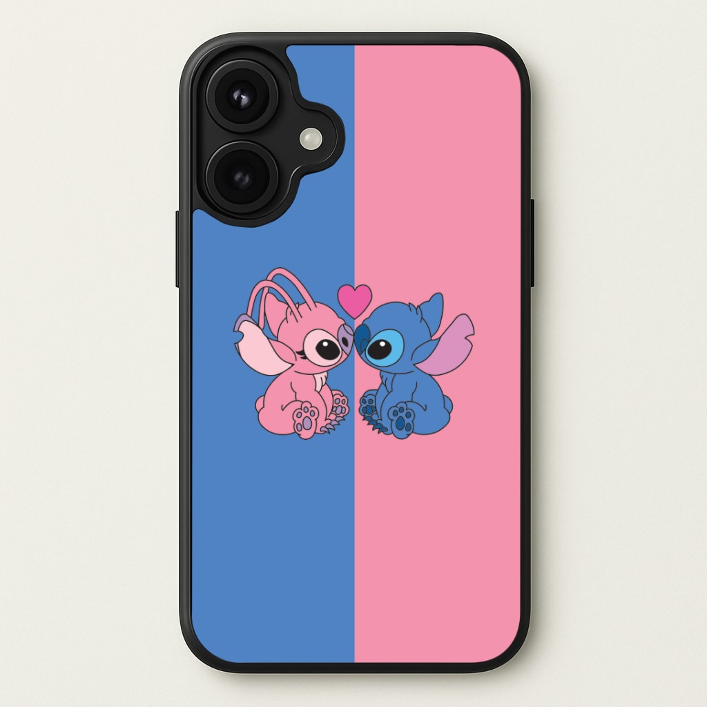 Angel And Blue Alien - Pink Alien Phone Case