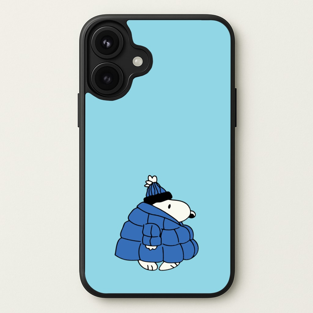 Cartoon Beagle Puffer Jacket Blue Phone Case