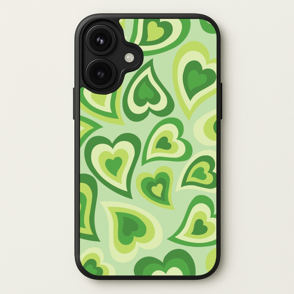 Green Hearts - Trippy Patterns Phone Case