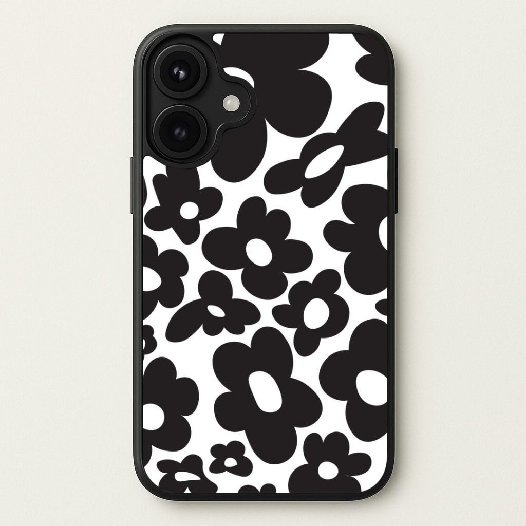 Black Flowers - Trippy Patterns Phone Case