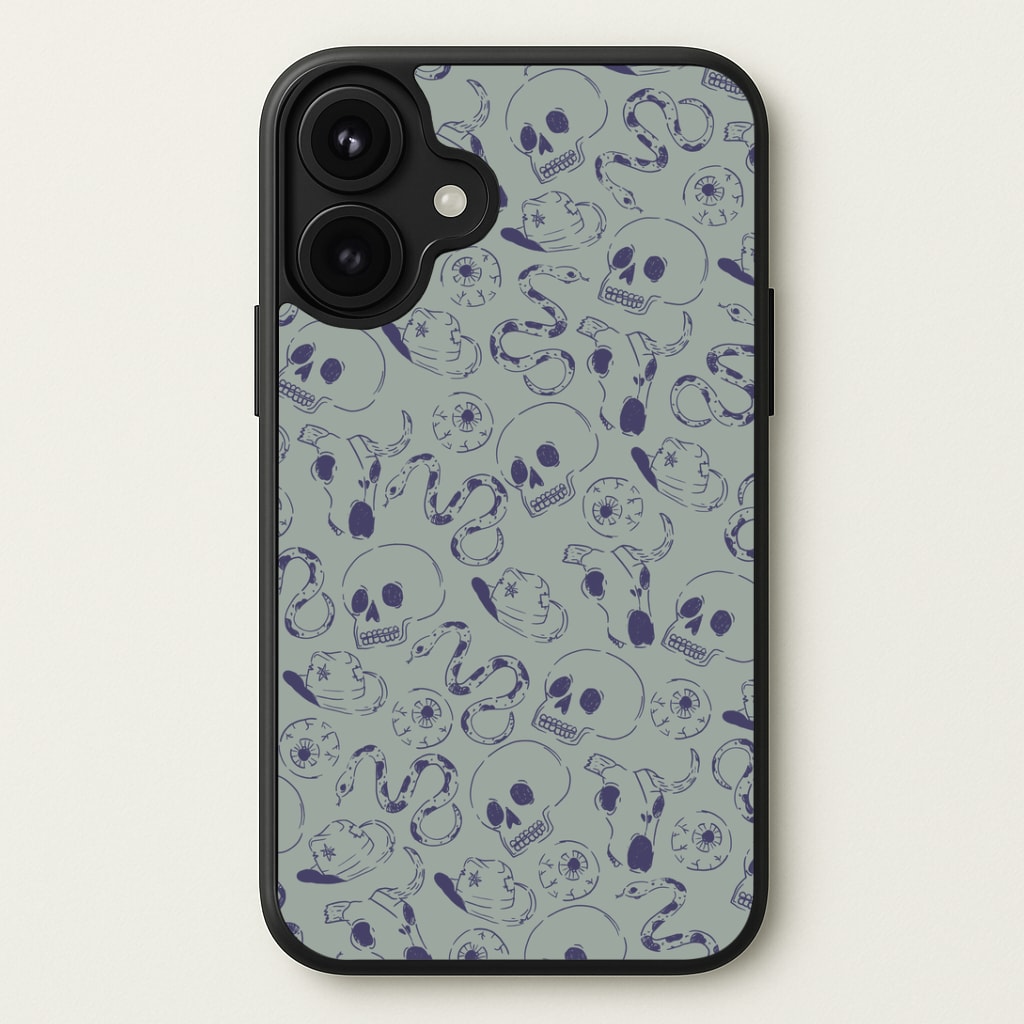 Blue Snakes And Skulls - Western Phone Case