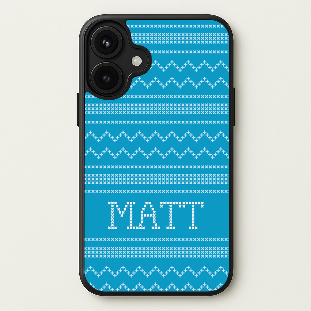 Personalised Christmas Jumper Blue Phone Case
