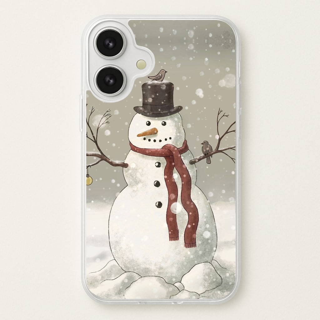 Christmas Snowman Drawing Phone Case
