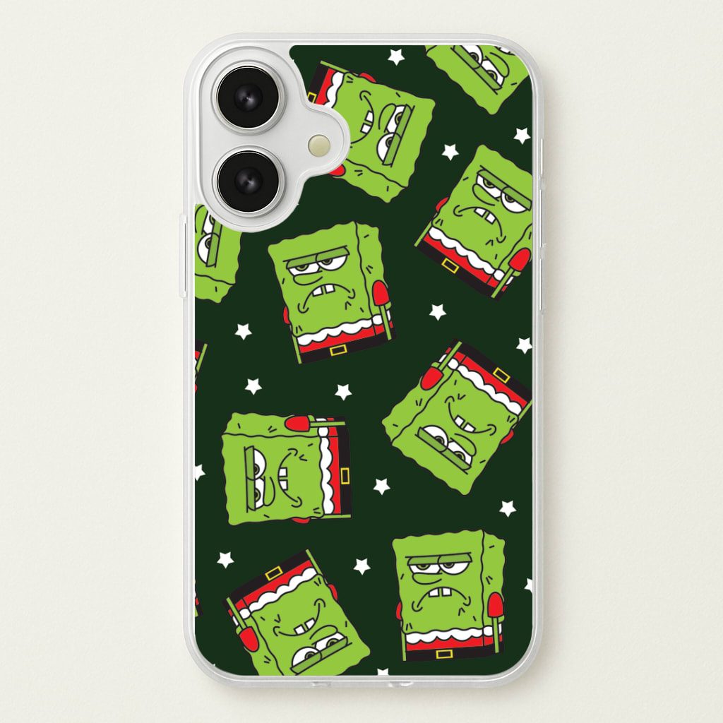 Grumpy Christmas Cartoon Sponge Pattern Phone Case