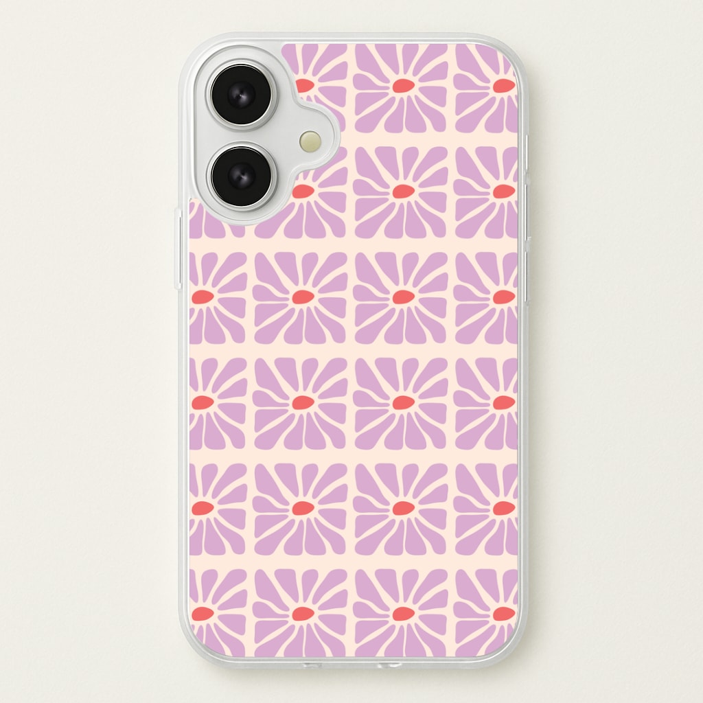 Square Abstract Flowers Mauve Phone Case
