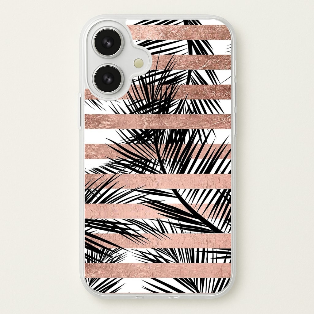 Rose Gold Tropical Palm Leaf Pattern Phone Case