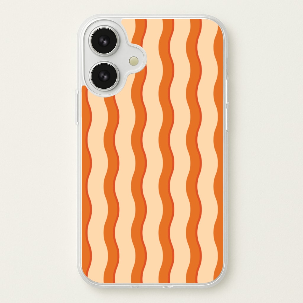 Orange Wavy Stripes Pattern Phone Case