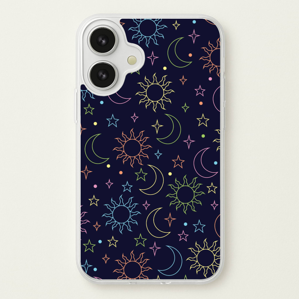 Sun, Moon And Stars Pattern Rainbow Phone Case