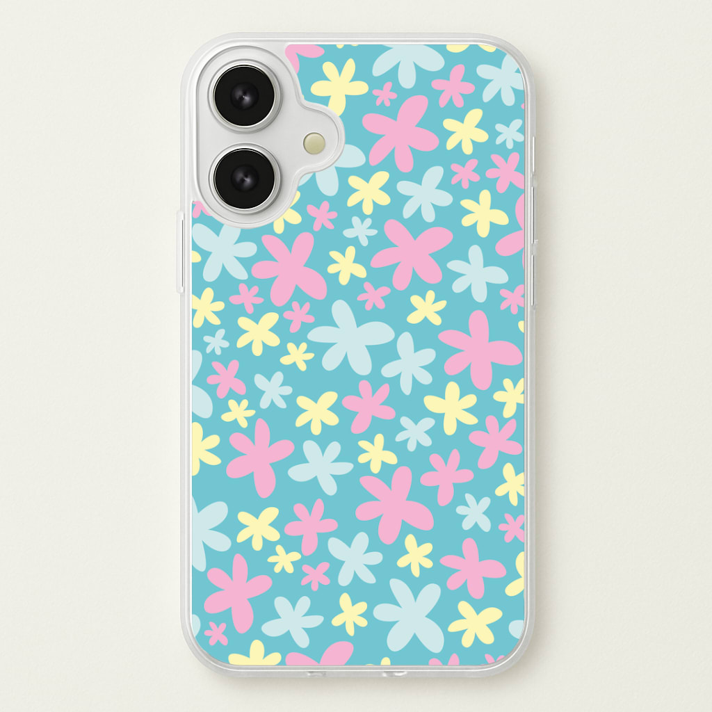 Blue, Pink And Yellow Flowers - Spring Patterns Phone Case