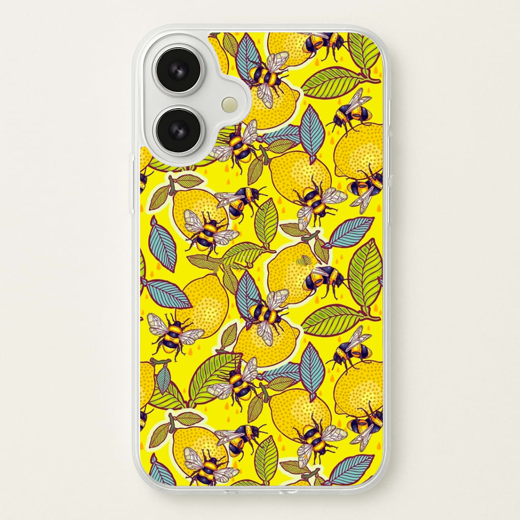 Yellow Lemon and Bee Phone Case