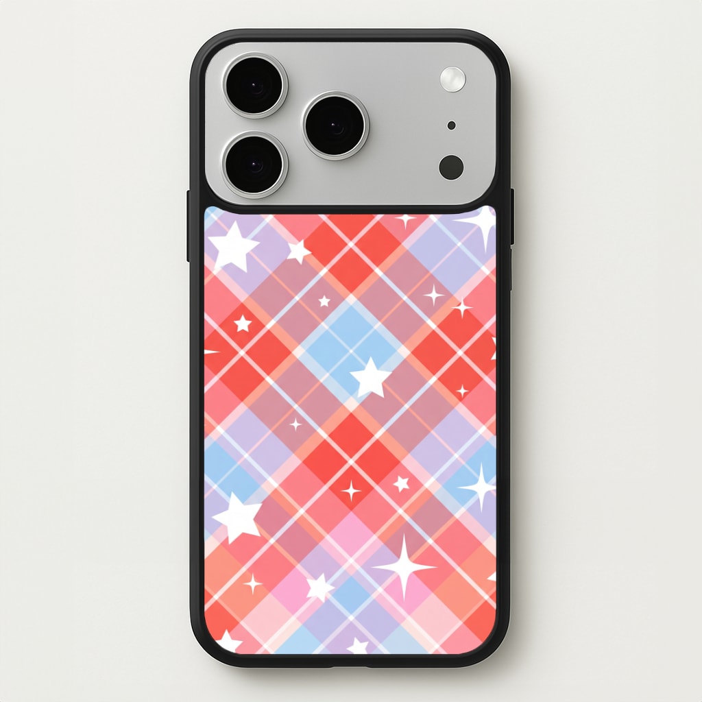 Coral Plaid Starfall Phone Case