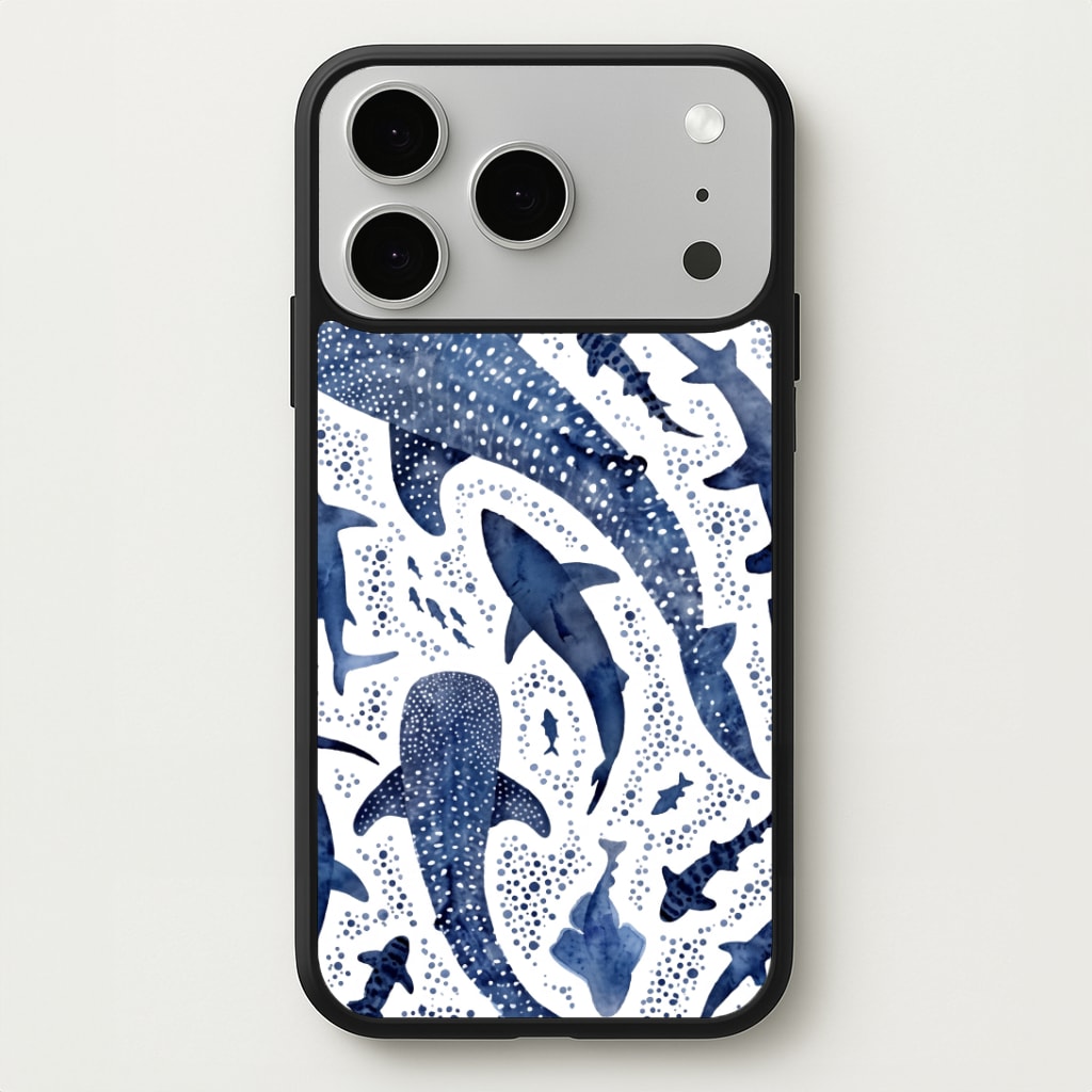 Indigo Watercolour Sharks Phone Case