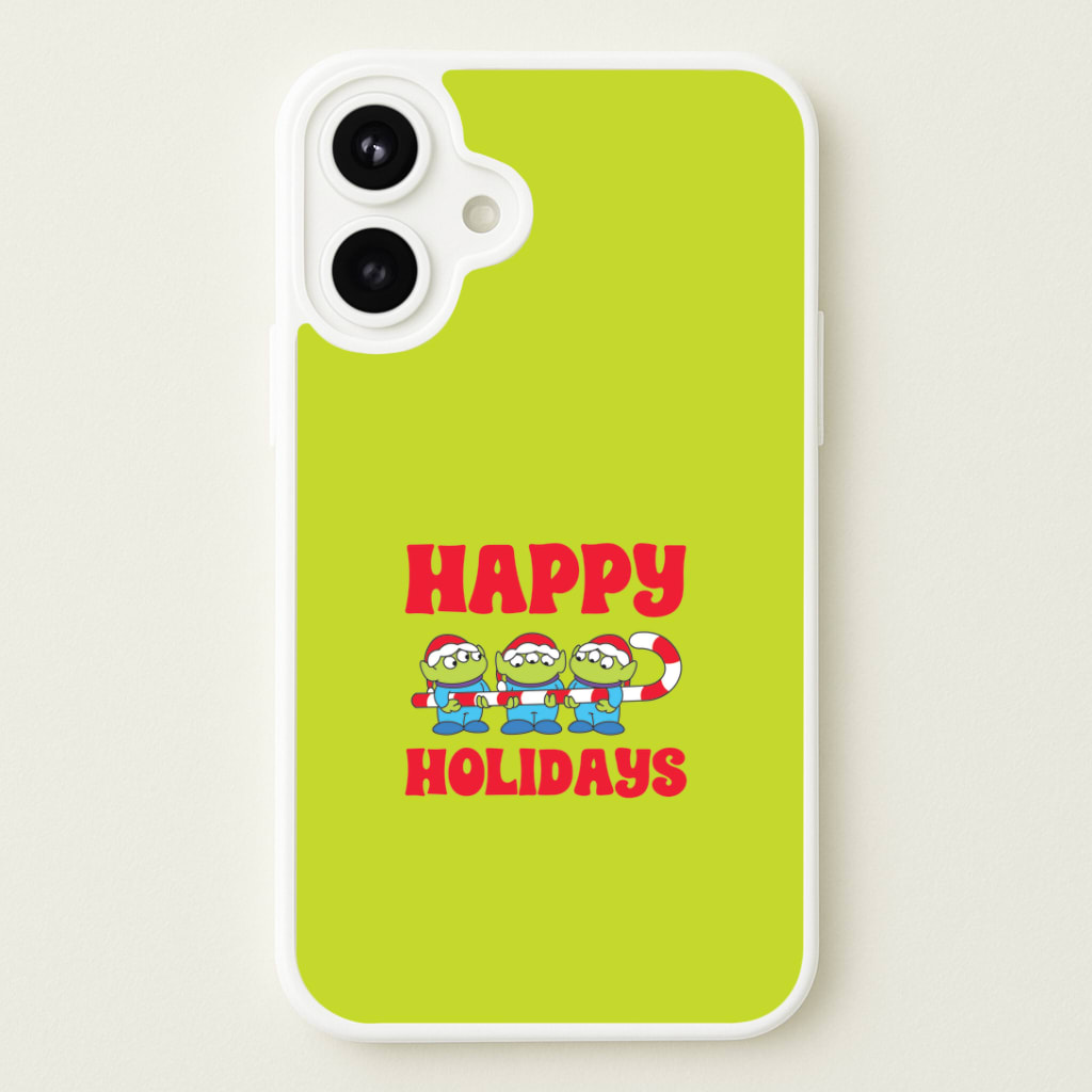Happy Holidays Cute Green Aliens Phone Case